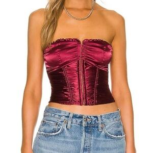Superdown x Revolve Seville Corset Top in Wine Sz S